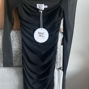 Princess Polly Recycled Fibers Charvi long sleeve mini dress black